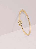 Gold Knot Bangle & Heart Bow Earrings Set - Venoria