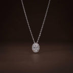 Timeless Oval Cut Diamond Halo Pendant Necklace - Venoria