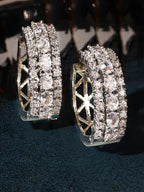 Pavé Silver Hoop Earrings – Sparkle in Every Angle - Venoria