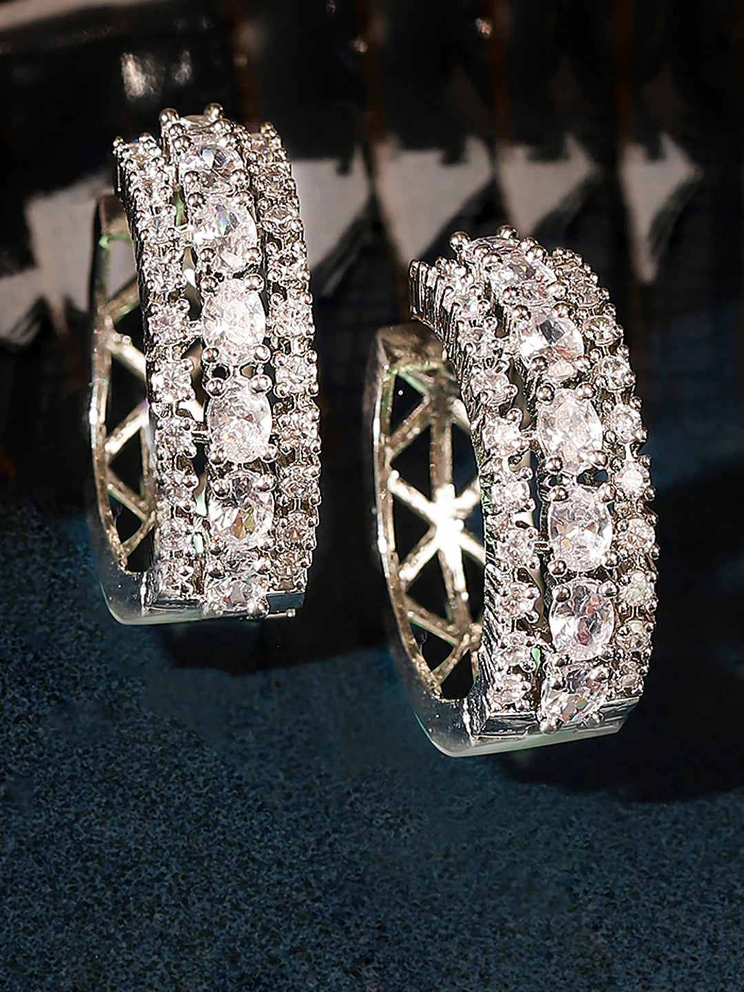 Pavé Silver Hoop Earrings – Sparkle in Every Angle - Venoria