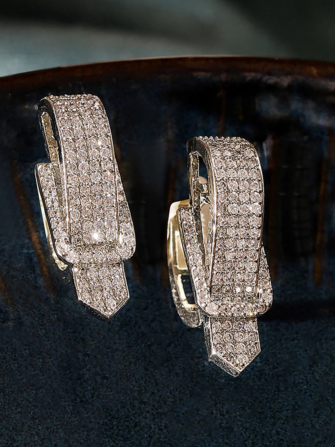 Classic Elegance Silver Stud Earrings with American Diamonds - Venoria
