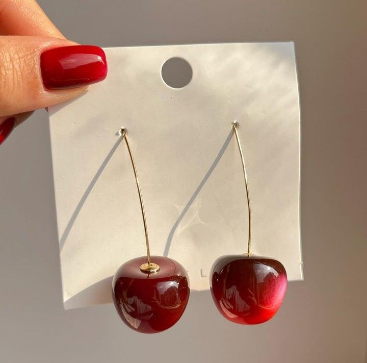 Playful Cherry Drop Earrings with Golden Stems - Venoria