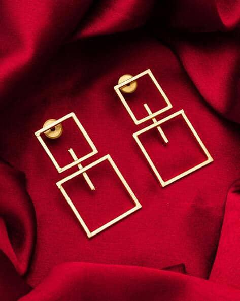 Geometric Gold Square Drop Earrings – Modern Minimalist Statement Jewelry - Venoria