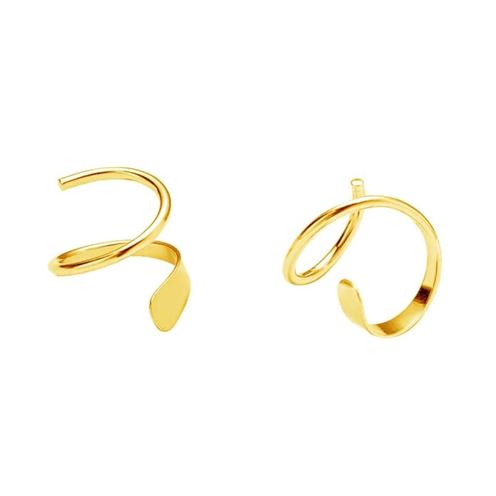 Gold-Toned Spiral Hoop Earrings  Minimalist Twist Design - Venoria