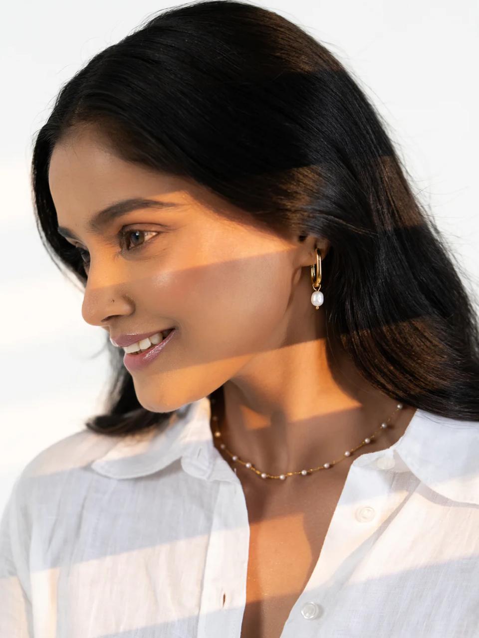 Pearl Drop Hoop Earrings – Timeless Elegance with a Modern Edge - Venoria