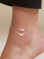 Enchanting Lotus Double-Layer Anklet with Sparkling Zirconia - Venoria