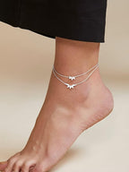 Enchanting Lotus Double-Layer Anklet with Sparkling Zirconia - Venoria