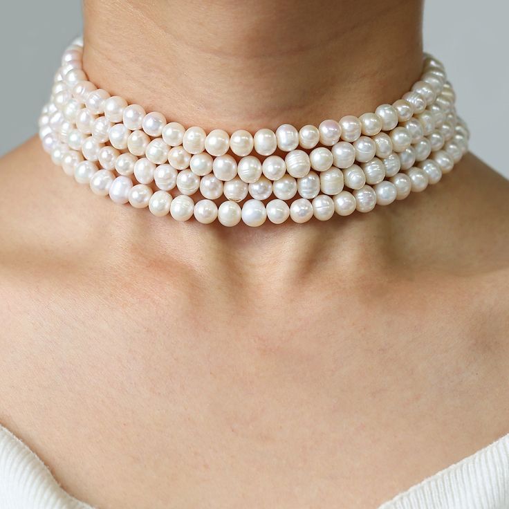 Elegant Multi-Layered Pearl Choker Necklace for Women - Venoria