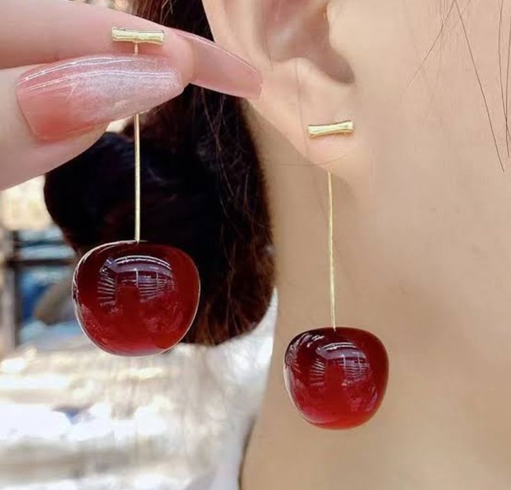 Playful Cherry Drop Earrings with Golden Stems - Venoria