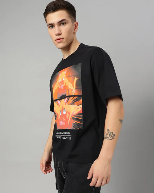 Demon Slayer Inosuke Oversized T-Shirt – Anime Graphic Tee (Unisex Black Cotton) Venoria