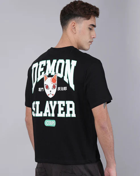 Corps Oversized T-Shirt – Anime Mask Graphic Tee (Unisex Black Cotton) Venoria