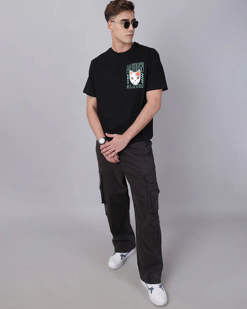 Corps Oversized T-Shirt – Anime Mask Graphic Tee (Unisex Black Cotton) Venoria