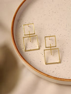 Geometric Gold Square Drop Earrings – Modern Minimalist Statement Jewelry - Venoria