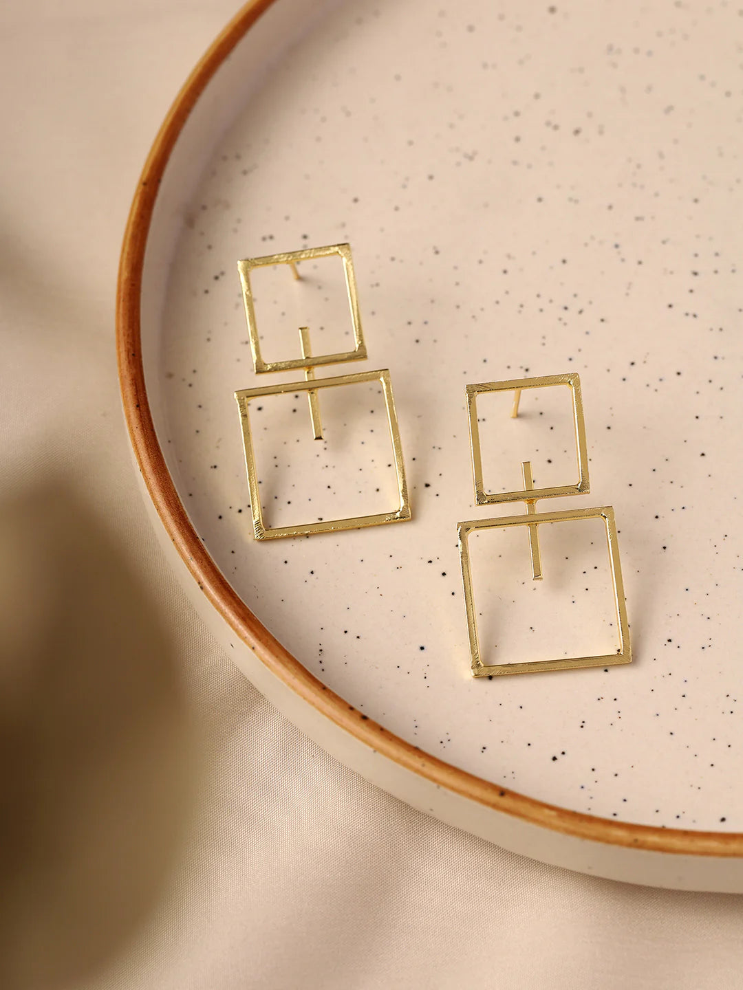 Geometric Gold Square Drop Earrings – Modern Minimalist Statement Jewelry - Venoria
