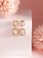 Elegant Gold Rectangular Drop Earrings - Venoria