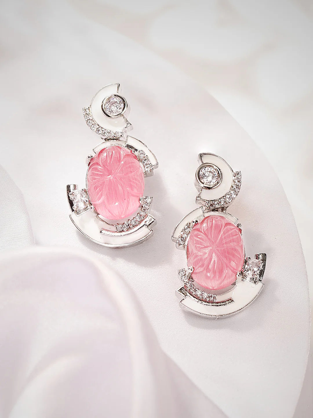 Pink Crystal Elegance Earrings – Sparkling Statement Style - Venoria