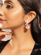 Pink Crystal Elegance Earrings – Sparkling Statement Style - Venoria