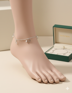 Silver-Plated Star & Pearl Charm Anklet - Venoria
