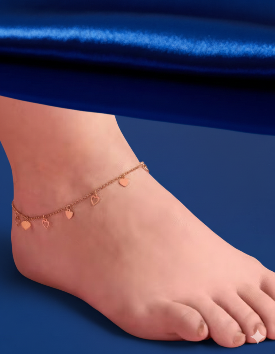Dainty Gold Heart Charm Anklet | Delicate Ankle Bracelet for Women - Venoria