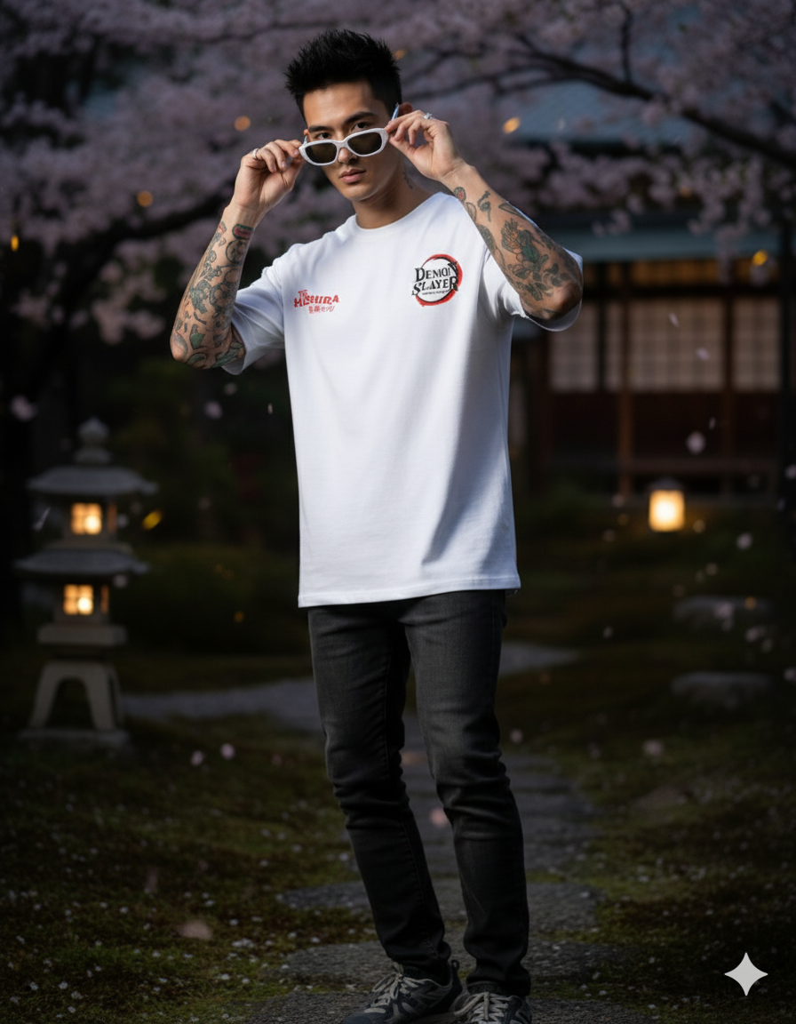 Demon Slayer Hashira Oversized T-Shirt – Anime Graphic Tee with All Hashira Characters (Unisex White Cotton) Venoria