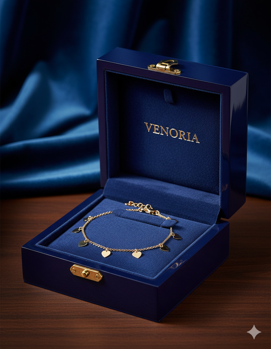 Dainty Gold Heart Charm Anklet | Delicate Ankle Bracelet for Women - Venoria