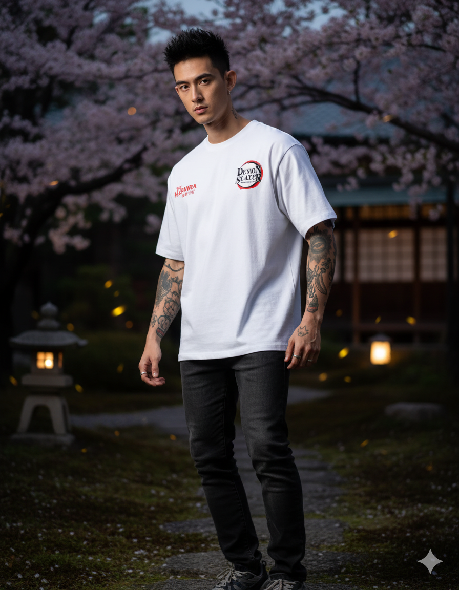 Demon Slayer Hashira Oversized T-Shirt – Anime Graphic Tee with All Hashira Characters (Unisex White Cotton) Venoria