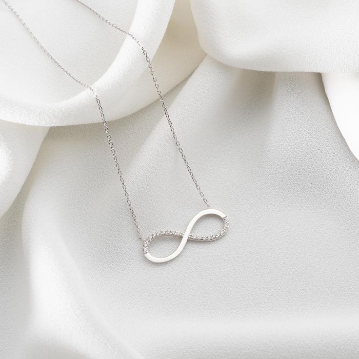 Sterling Silver Sparkle Infinity Necklace - Venoria
