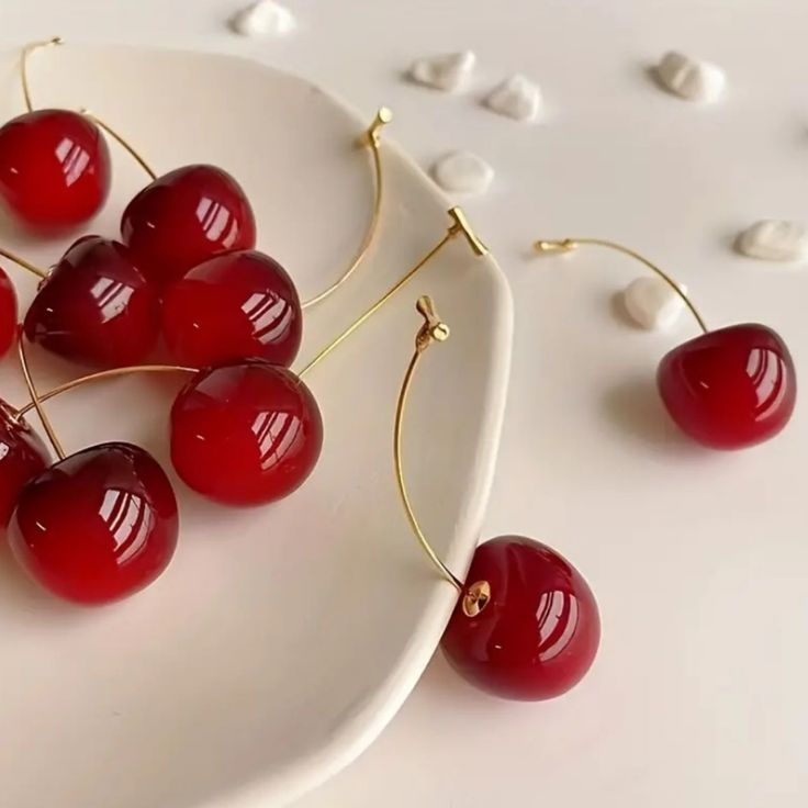 Playful Cherry Drop Earrings with Golden Stems - Venoria