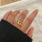 Bold Gold Chain Link Adjustable Ring - Free Size - Venoria