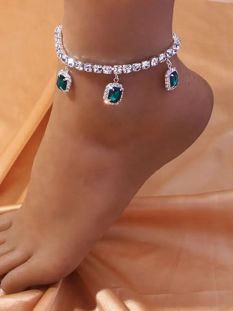 Silver Floral Charm Anklet - Venoria