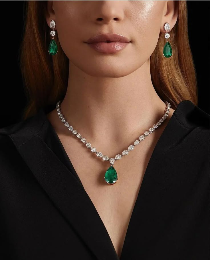Royal Emerald Diamond Necklace – Inspired by Timeless Bollywood Elegance - Venoria