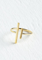 Modern Parallel Bar Gold Statement Ring - Venoria