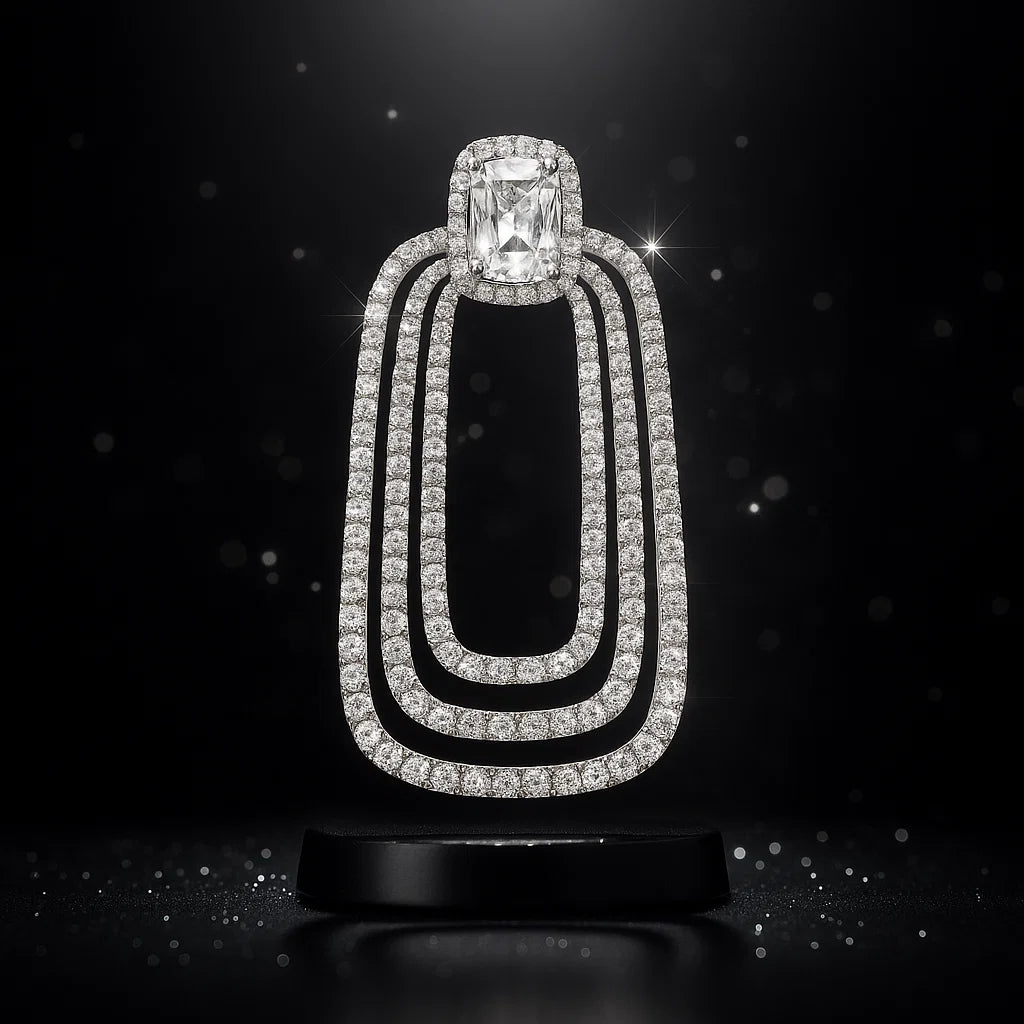 Platinum Shine Cushion-Cut Statement Earrings - Venoria