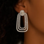 Platinum Shine Cushion-Cut Statement Earrings - Venoria