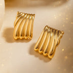 Sculpted Gold Statement Earrings - Venoria