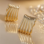 Sculpted Gold Statement Earrings - Venoria