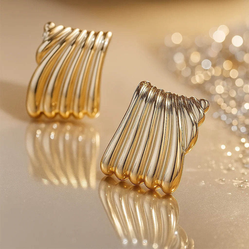 Sculpted Gold Statement Earrings - Venoria