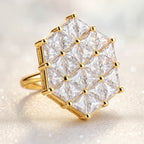 Celeste Hexagon Diamond Cluster Ring – Gold Statement Piece - Venoria
