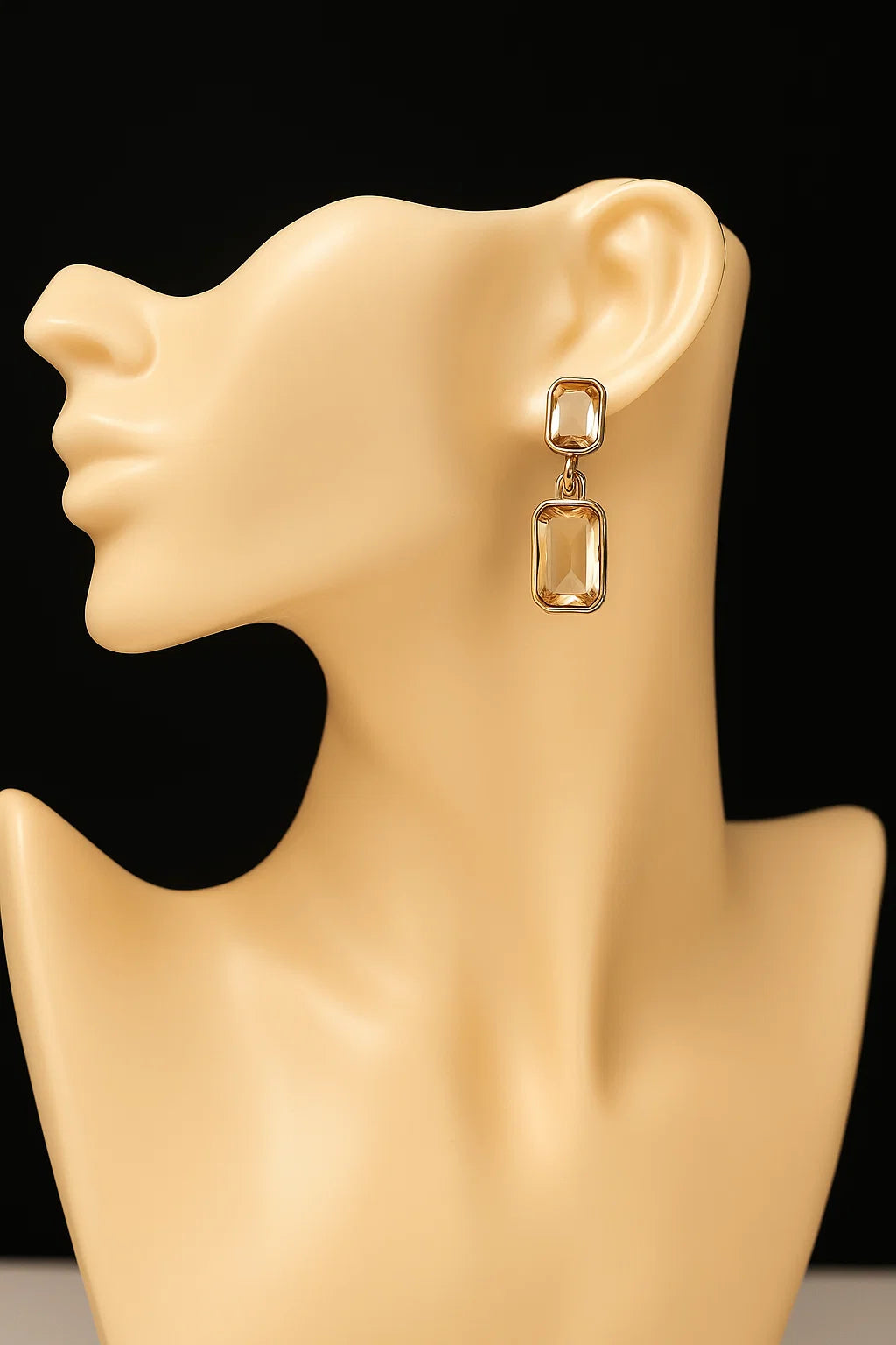 Elegant Gold Rectangular Drop Earrings - Venoria