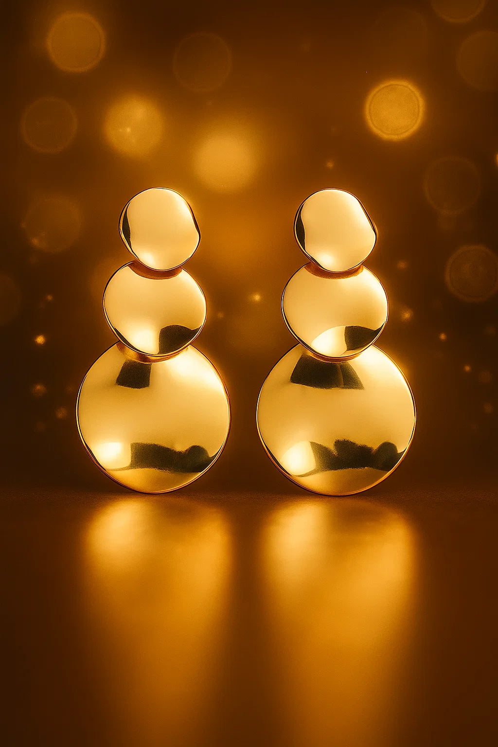 Golden Cascade Disc Drop Earrings - Venoria