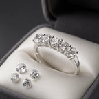 Sterling Silver Rhodium-Plated Five Stone White Zircon Ring - Venoria