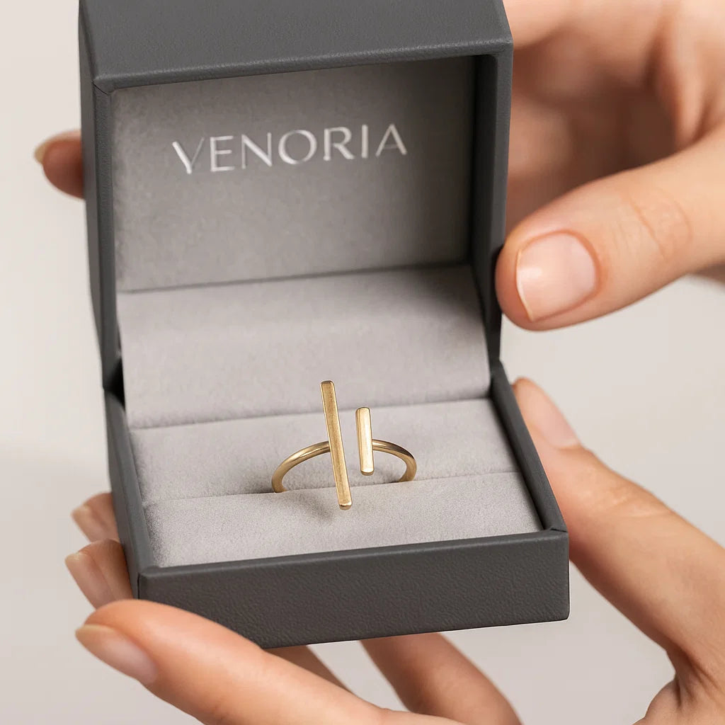 Modern Parallel Bar Gold Statement Ring - Venoria