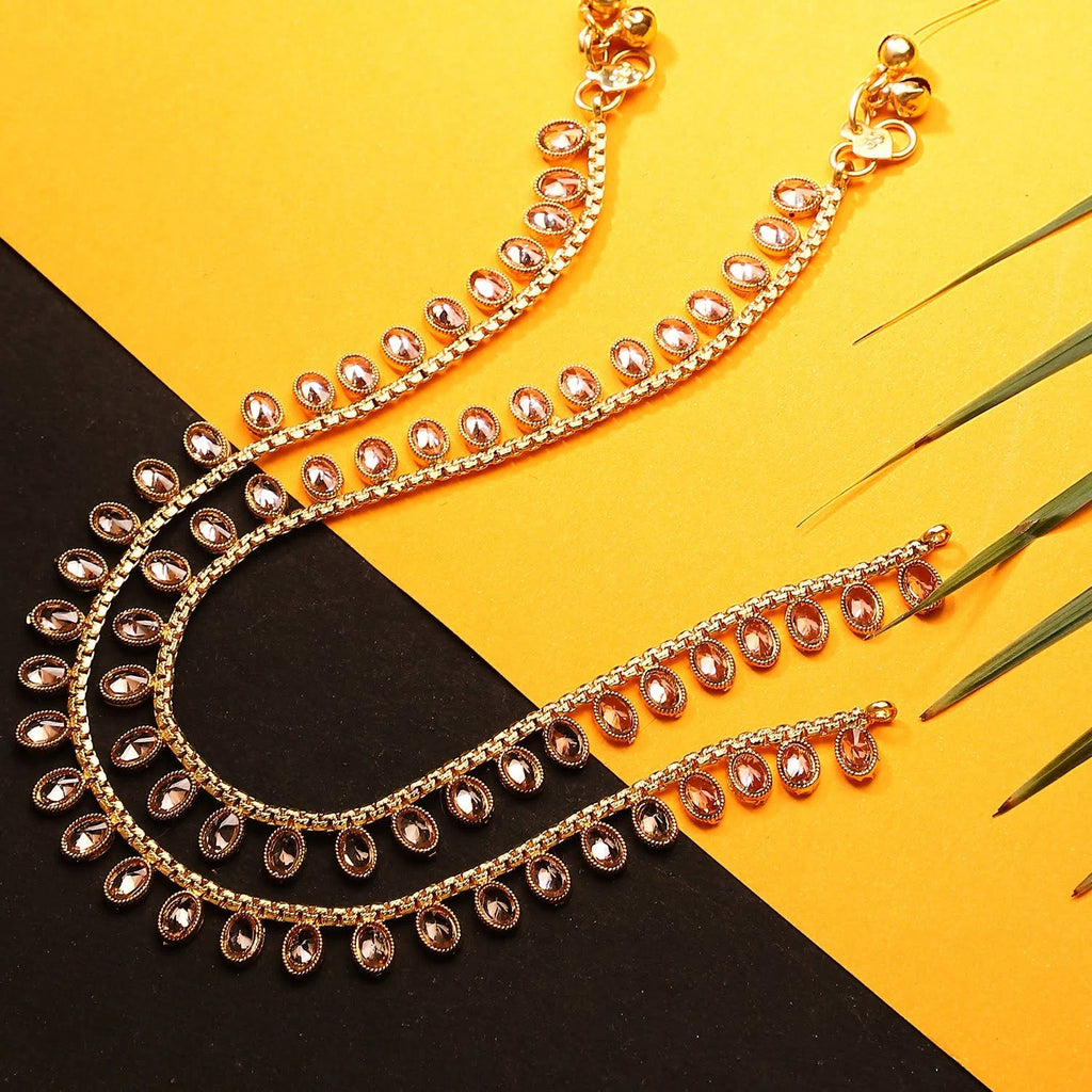 Shimmering Golden Anklet with Bell Charms - Venoria
