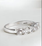 Sterling Silver Rhodium-Plated Five Stone White Zircon Ring - Venoria