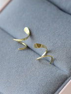 Gold-Toned Spiral Hoop Earrings  Minimalist Twist Design - Venoria