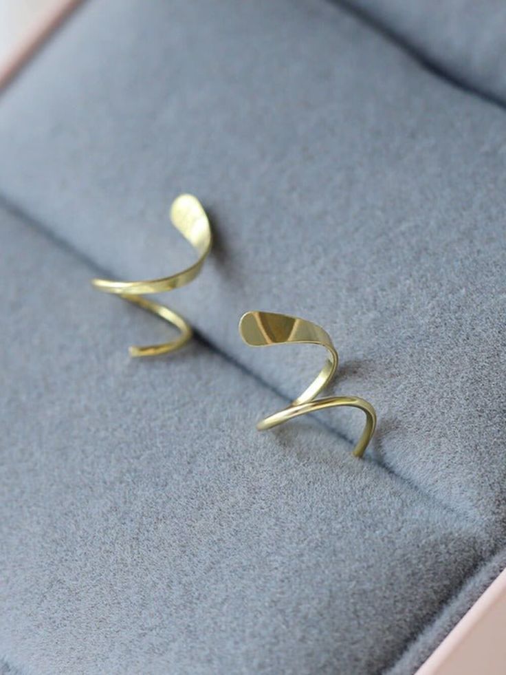 Gold-Toned Spiral Hoop Earrings  Minimalist Twist Design - Venoria