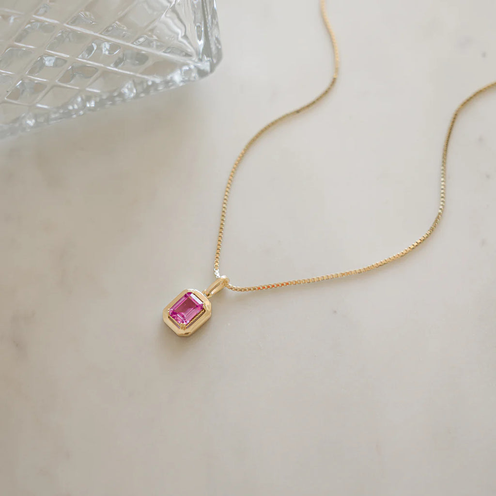 Pink Baguette Pendant Necklace - Venoria