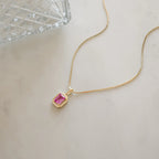 Pink Baguette Pendant Necklace - Venoria