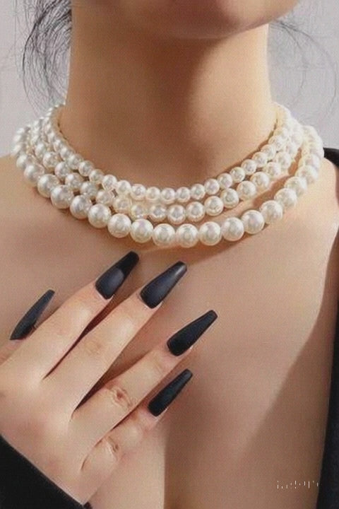 Venoria Elegant Multi-Layered Pearl Choker Necklace for Women