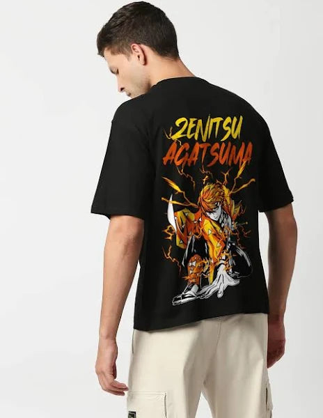Demon Slayer Zenitsu Oversized T-Shirt – Anime Graphic Tee (Unisex Black Cotton) Venoria